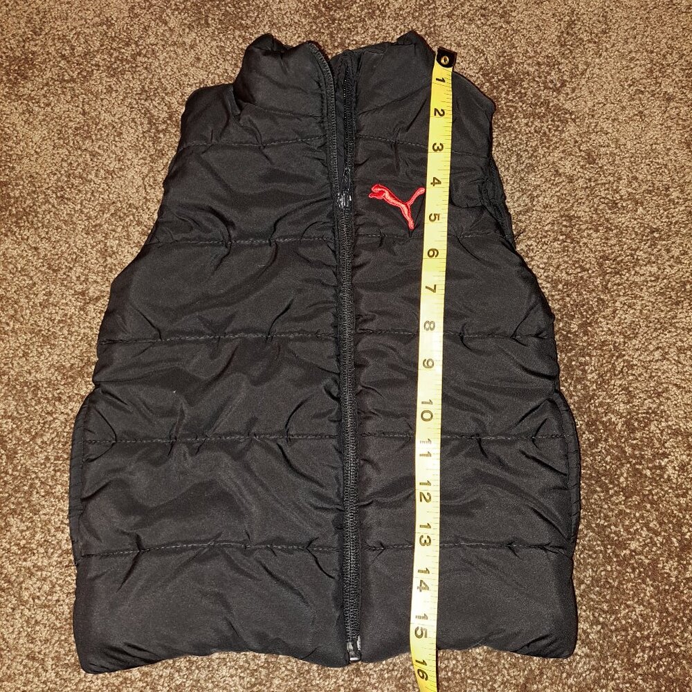 Puma Quilted Puffer Vest Outerwear W/Pockets Black/Red Logo Size XXS (3-4) - Picture 7 of 7